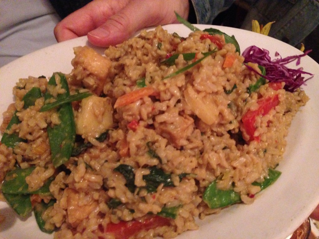The other "winner" was the  coconut fried rice with yellow curry,stir fried with snow peas, shitake mushrooms, tofu and sweet red peppers.  Divine!
