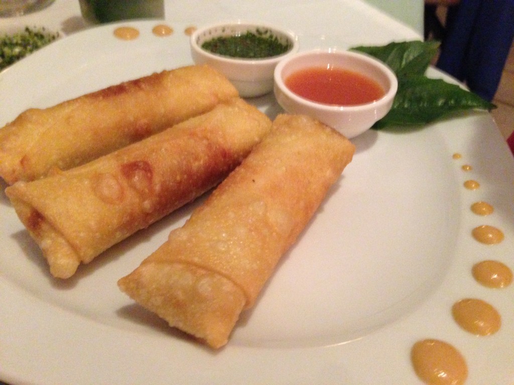"Lumpia", a Filipino Eggroll, was filled with Mushroom and veggies served with hot mustard and a sweet and sour sauce.  We didn't love this... it was soggy and not crispy as we expected. 